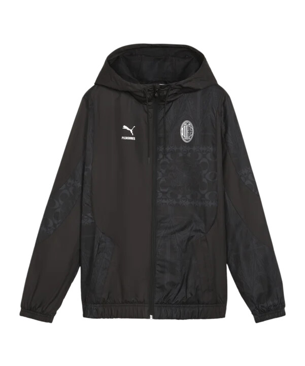 puma ac mailand x pleasures prematch jacke damen schwarz f01
