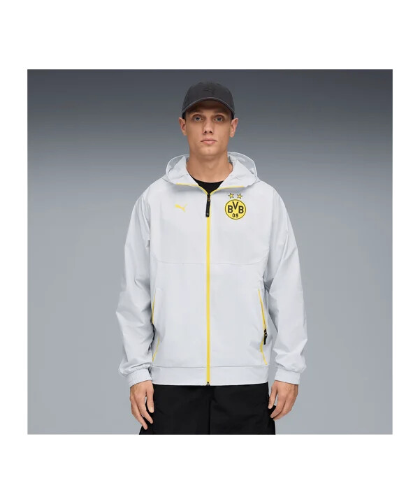 puma borussia dortmund pumatech woven jacke grau f18