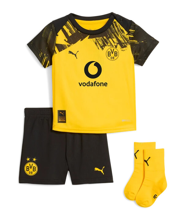 puma borussia dortmund home babykit trikot set 20252026 kids gelb f01