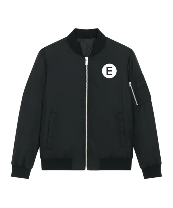 e wie einfach e-brustlogo bomber jacke schwarz