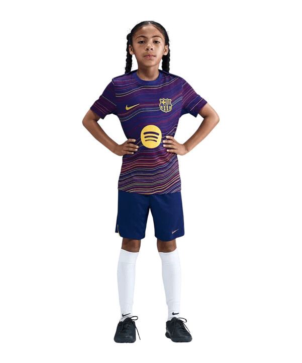 nike fc barcelona prematch short home 20252026 kids blau f456