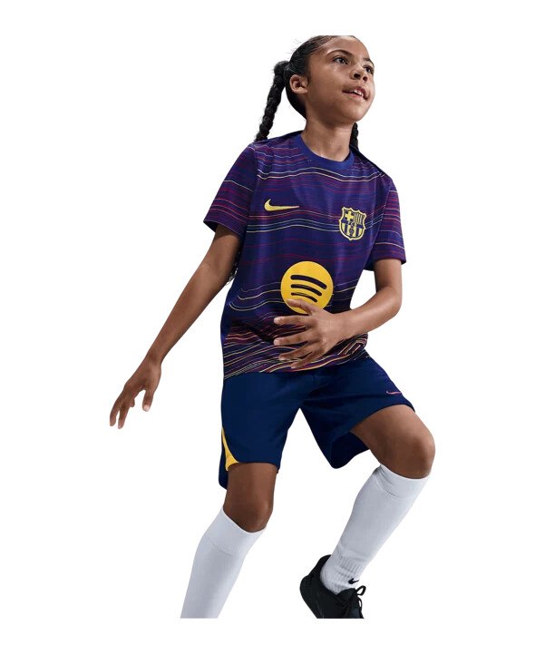 nike fc barcelona prematch short home 20252026 kids blau f456