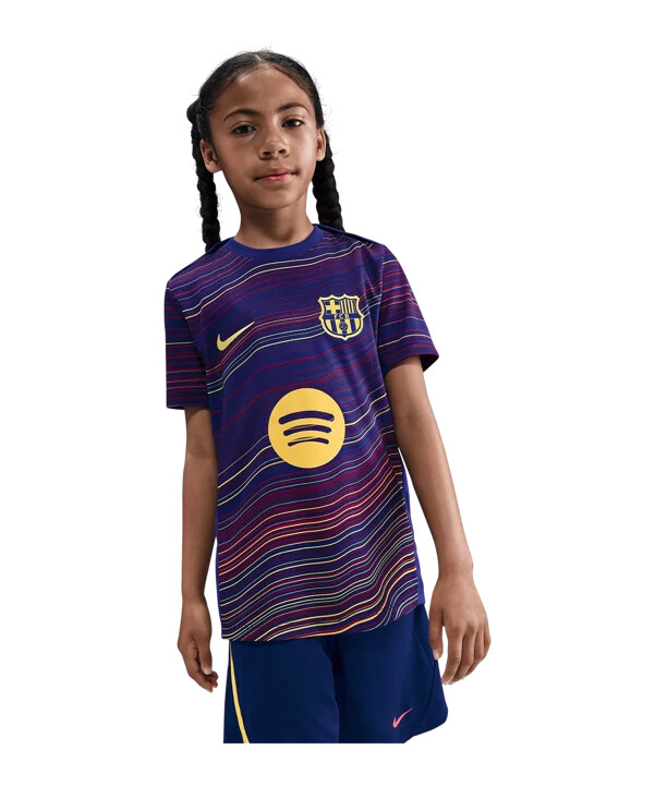 nike fc barcelona prematch short home 20252026 kids blau f456