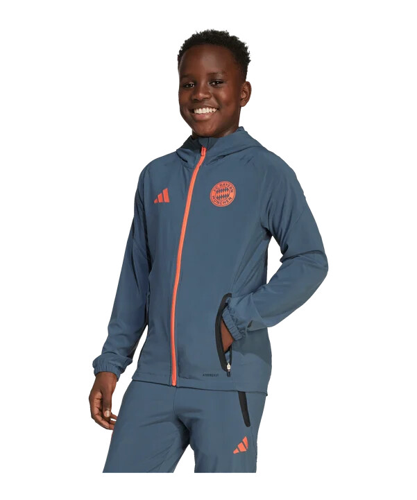 adidas fc bayern münchen tech travel jacke kids grau