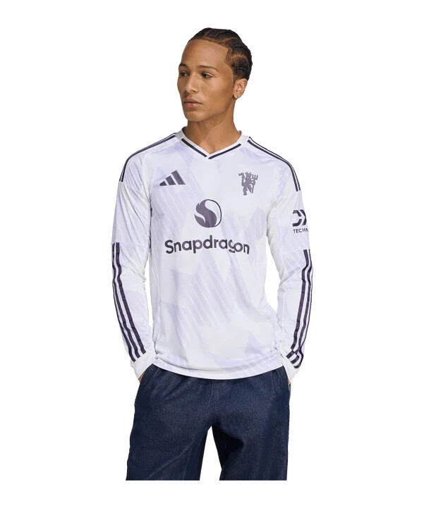 adidas manchester united longsleeve trikot away 20252026 weiß