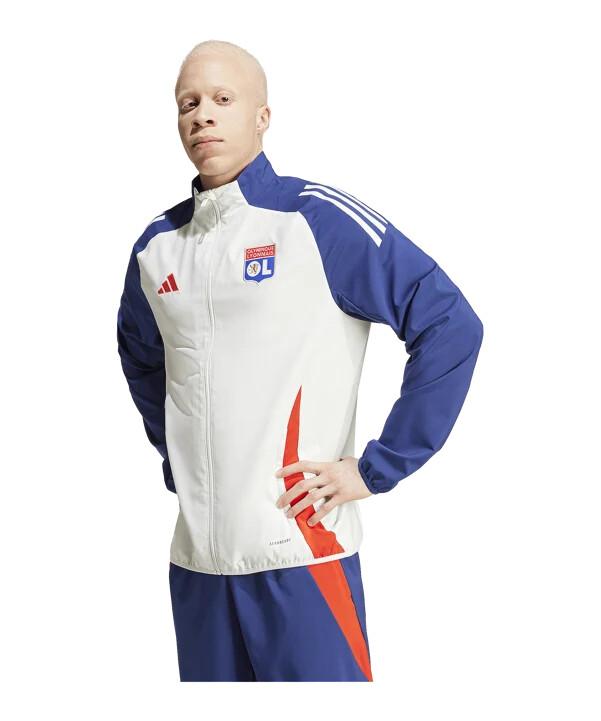 adidas olympique lyon prematch jacke 20242025 weiss
