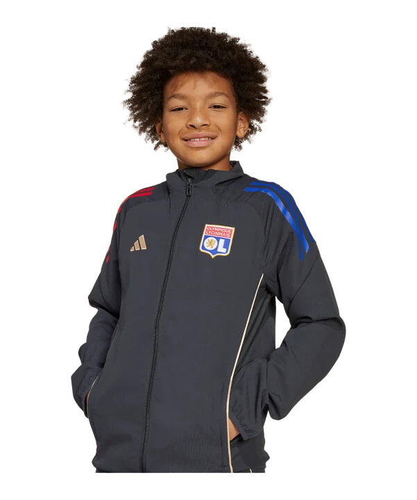 adidas olympique lyon präsentationsjacke kids grau