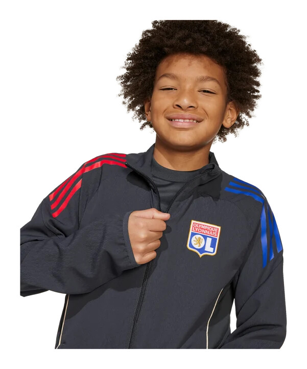 adidas olympique lyon präsentationsjacke kids grau