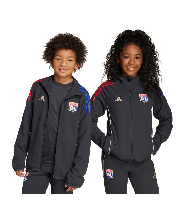 adidas olympique lyon präsentationsjacke kids grau