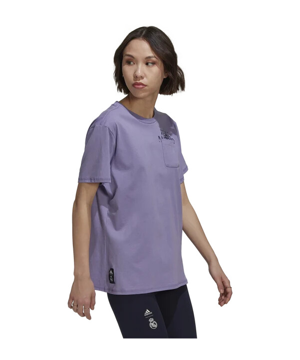 adidas real madrid pocket t-shirt damen lila