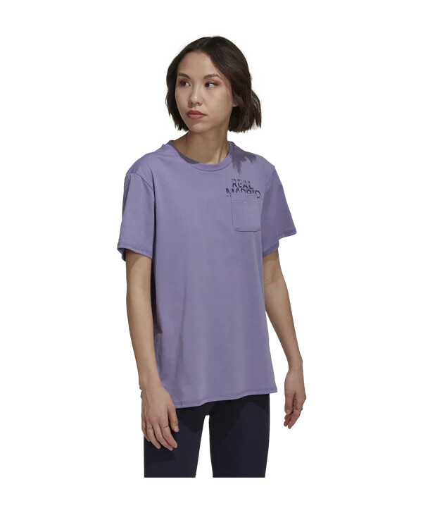 adidas real madrid pocket t-shirt damen lila