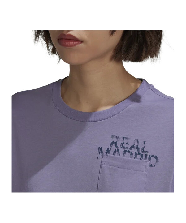 adidas real madrid pocket t-shirt damen lila