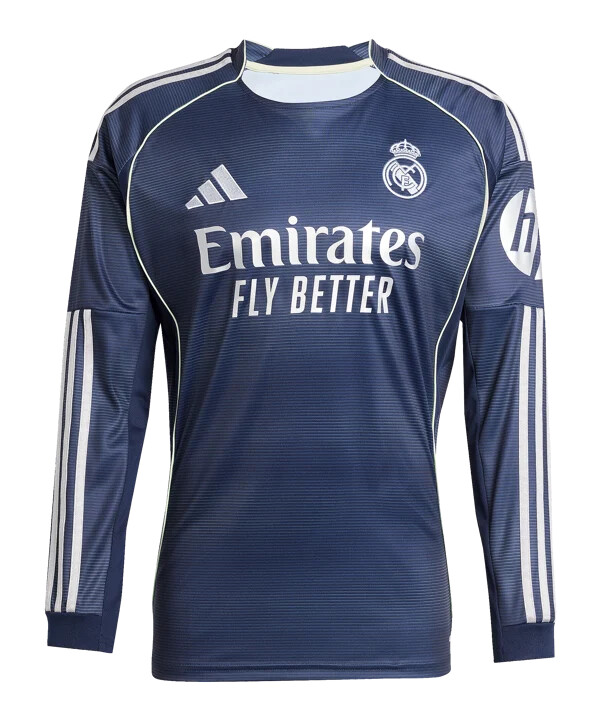 adidas real madrid longsleeve trikot away 20252026 blau