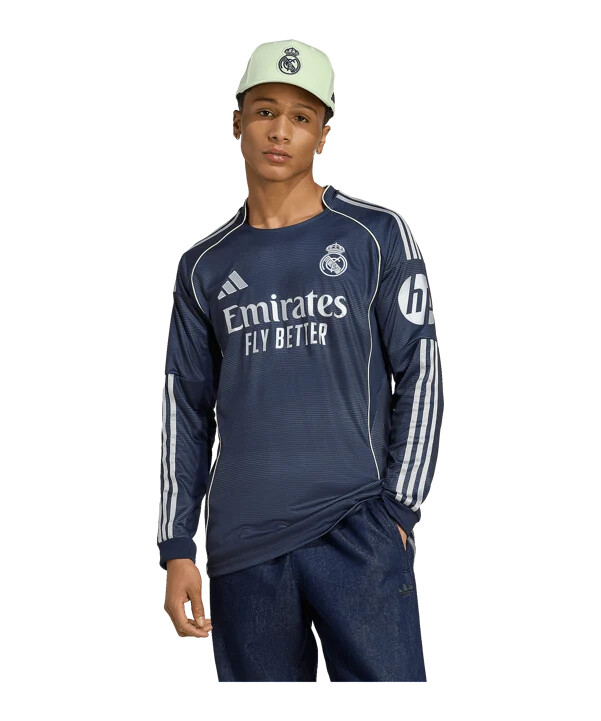 adidas real madrid longsleeve trikot away 20252026 blau