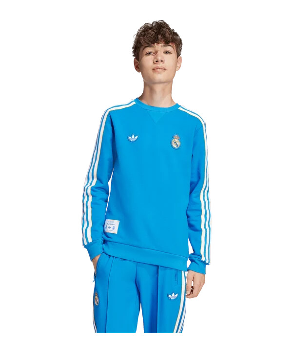 adidas real madrid icon sweatshirt kids blau