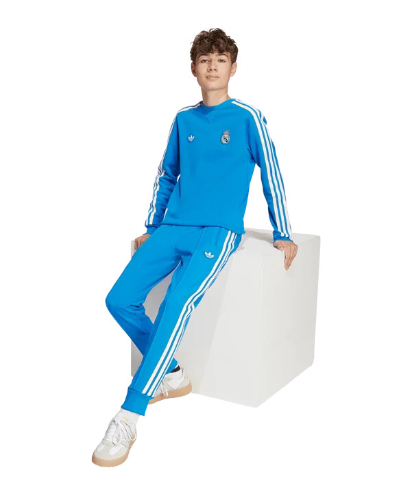 adidas real madrid icon sweatshirt kids blau