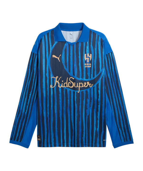 puma al hilal kidsuper retro longsleeve t-shirt blau f14